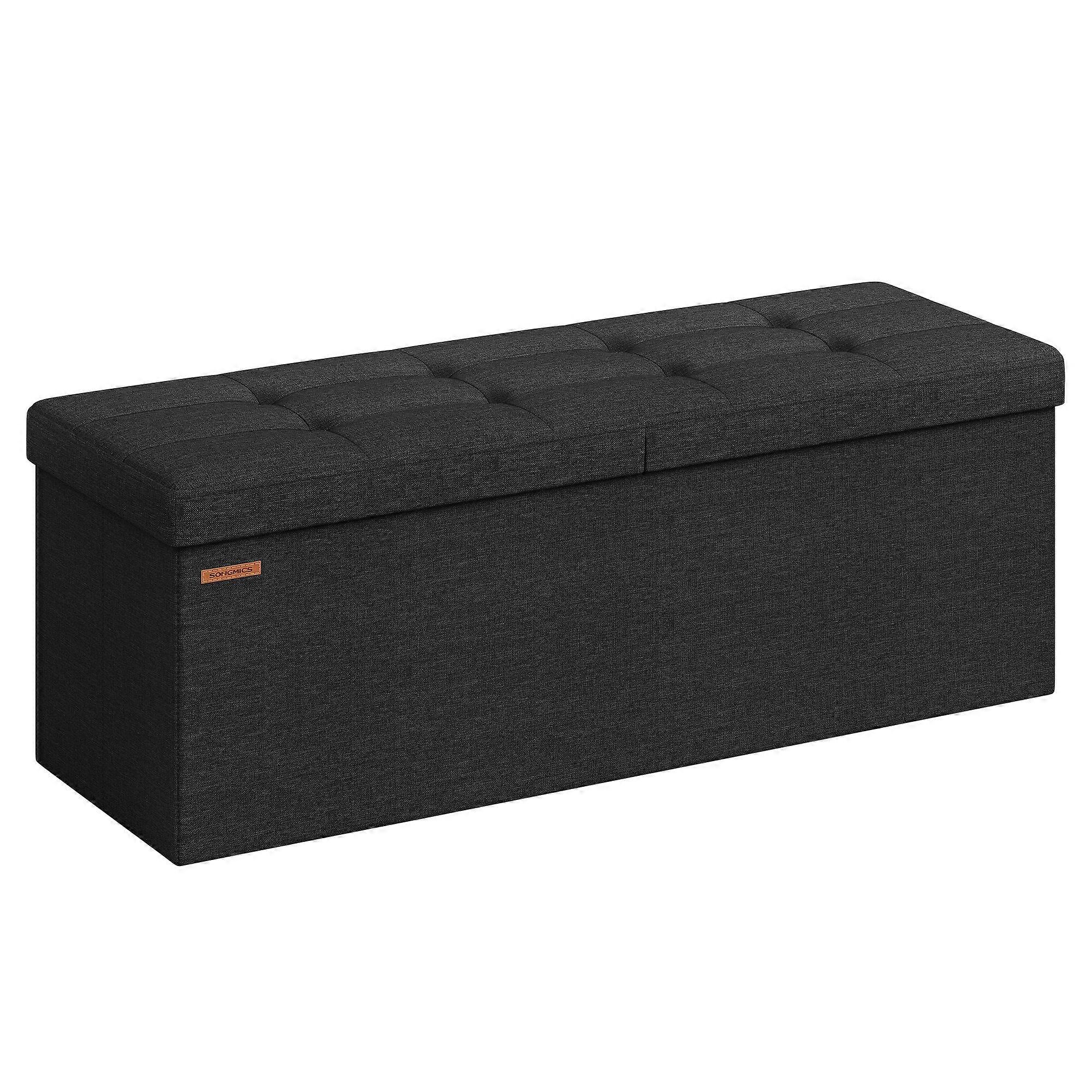 110 cm Storage Ottoman, Foldable Storage Bench with Flipp