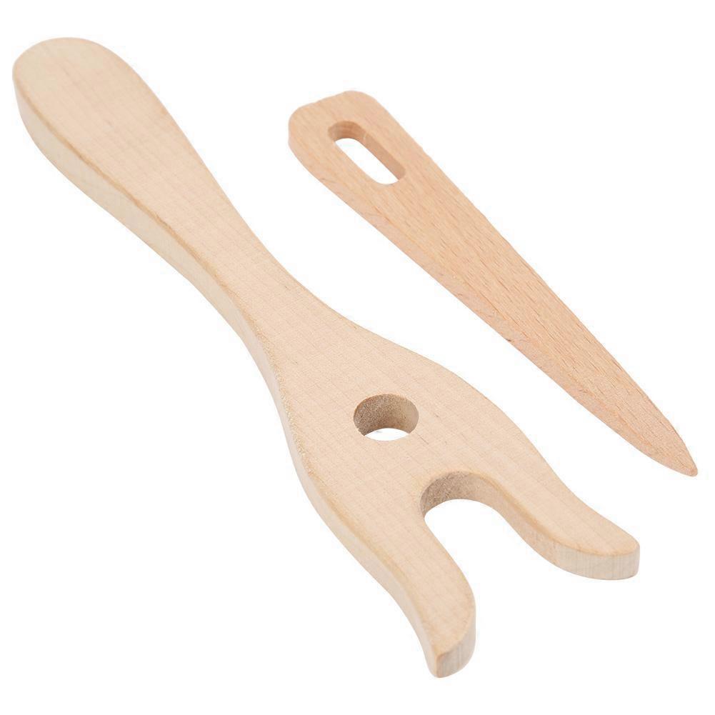 2PCS Multifunction DIY Knitting Tools Wood Beech Knitting Fork Small Eye Needle