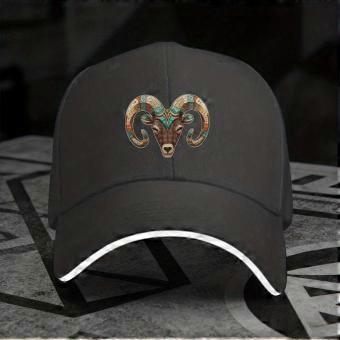 New An Adjustable Sandwich Baseball Cap Featuring a Colorful Totem Sheep Head, a Lightweight Printed Women'S Hat, And a Trendy M