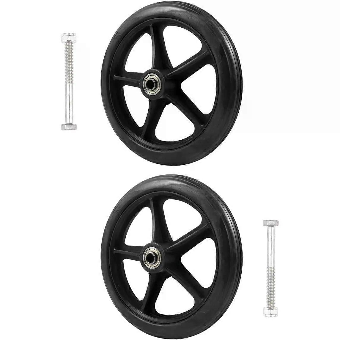 Solid Tire Wheelchair Front Wheel Black 7 Inch 2pcs