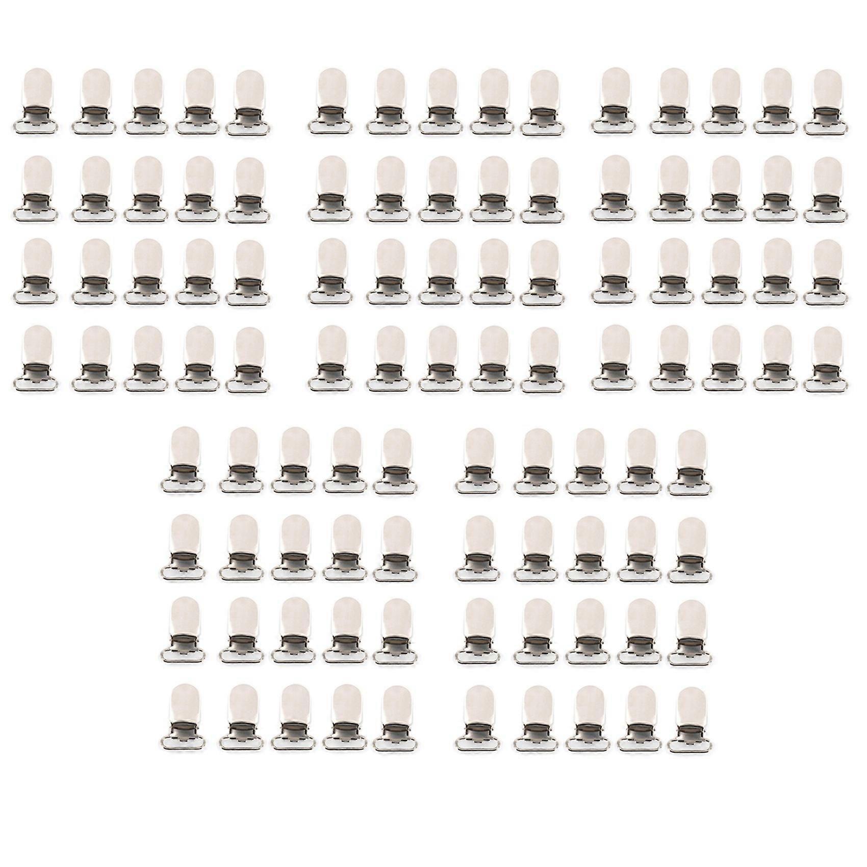 100 x Braces Clips Strap Hooks 20 mm Silver Coloured