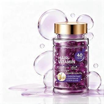 Hair vitamin capsules with jojoba oil and keratin treat damaged hair for sleek silky manageable hair
