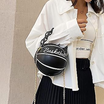 QZUnique – Borsa A Tracolla A Forma Di Pallone Da Basket – Rotonda In Pelle PU – Design Originale, 3 Modi D'uso, Catena Metallica – Donna