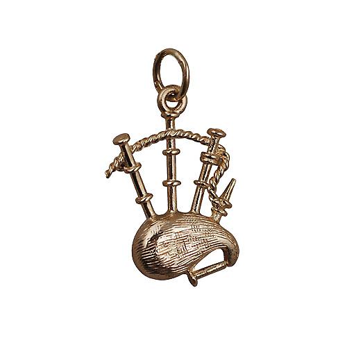 9ct Gold 18x15mm solid Bagpipes Pendant or Charm