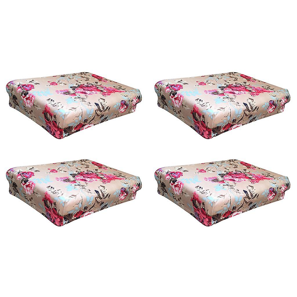 4 Pack Stool face dust cover dressing table stool set Chinese style Flower 4