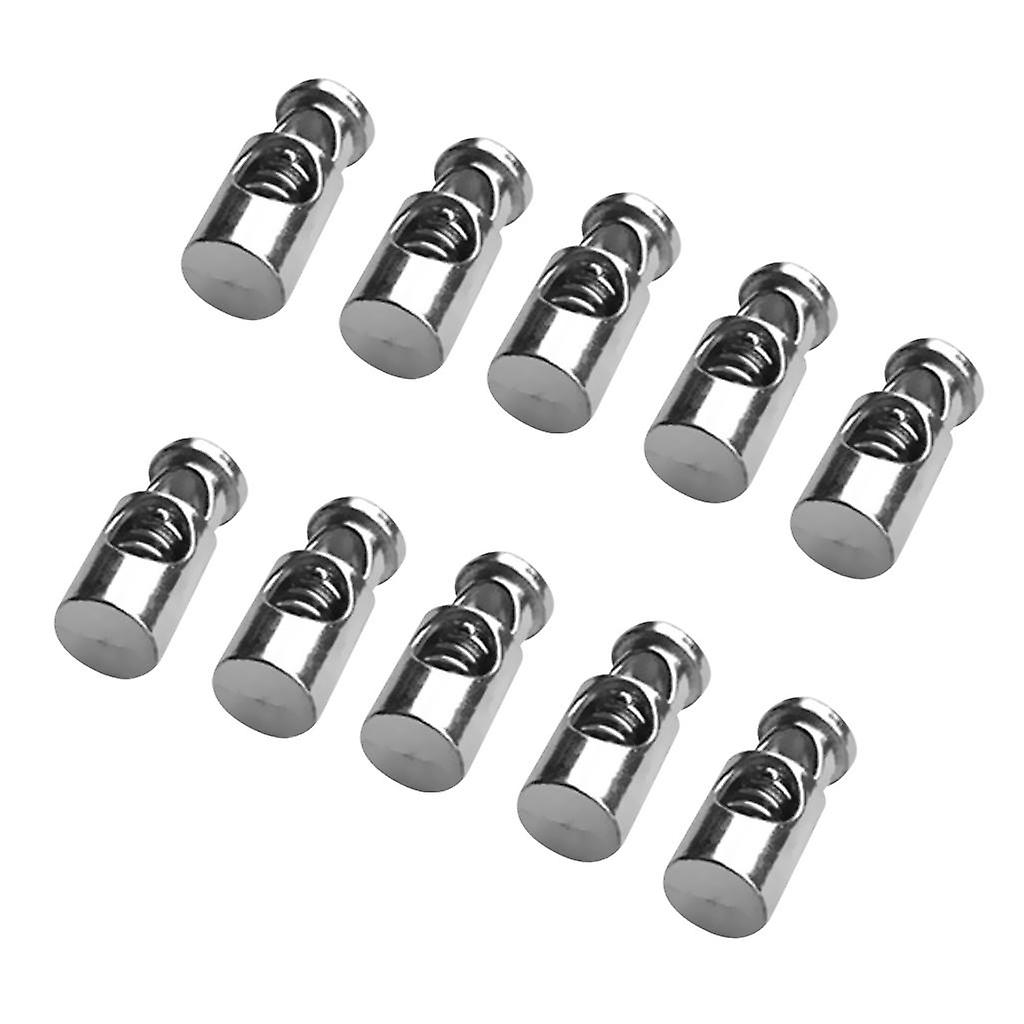 10 Pieces Metal Barrel String Cord Locks Single Hole Toggle Spring Stop Gray