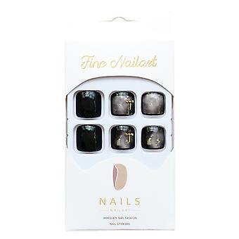 Gold Decorations Black Fake Toenails With Suitable Radian And Thickness Nails For Professional Nail Specialist