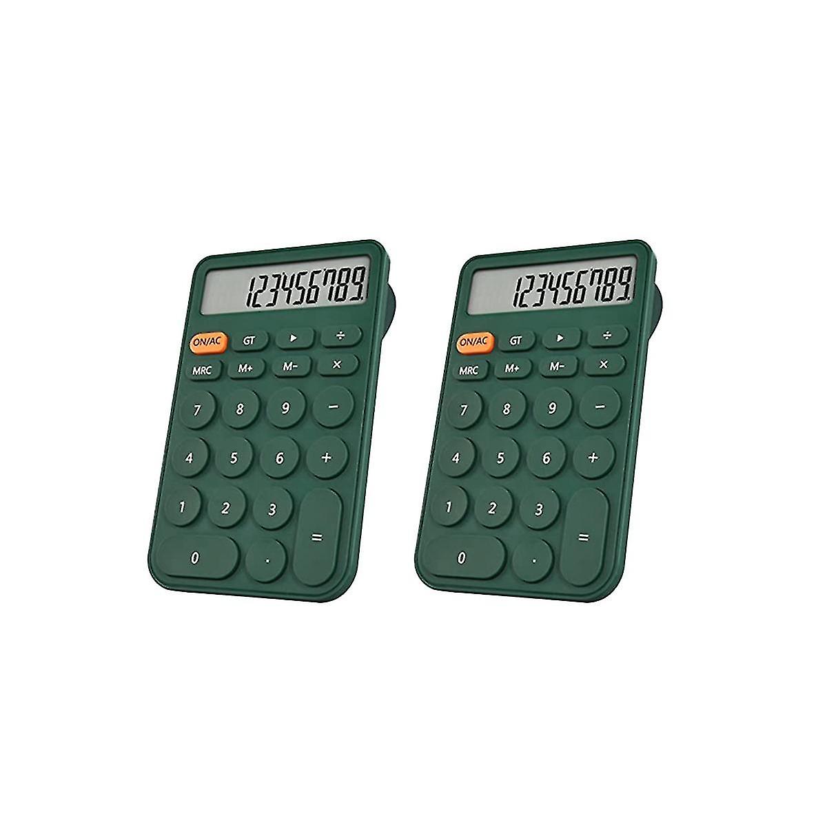 2 Pack Basic Calculator, Pocket Size Mini Calculators, 12 Digit Desktop Calculator For Office, School Students Green