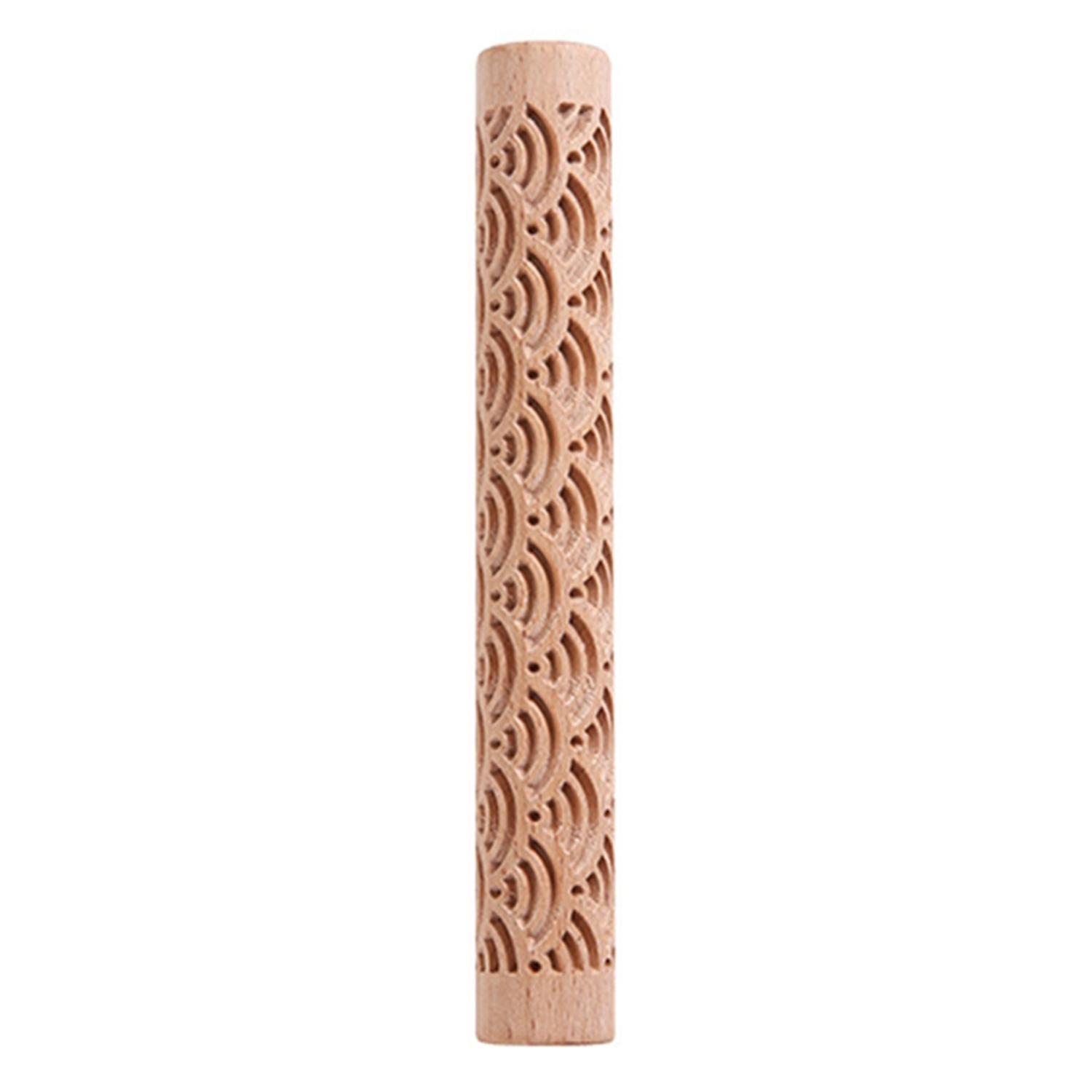 Rolling Pin Food Grade Sturdy Construction Wood Multifunctional Labor-saving Embossed Pastry Roller 
