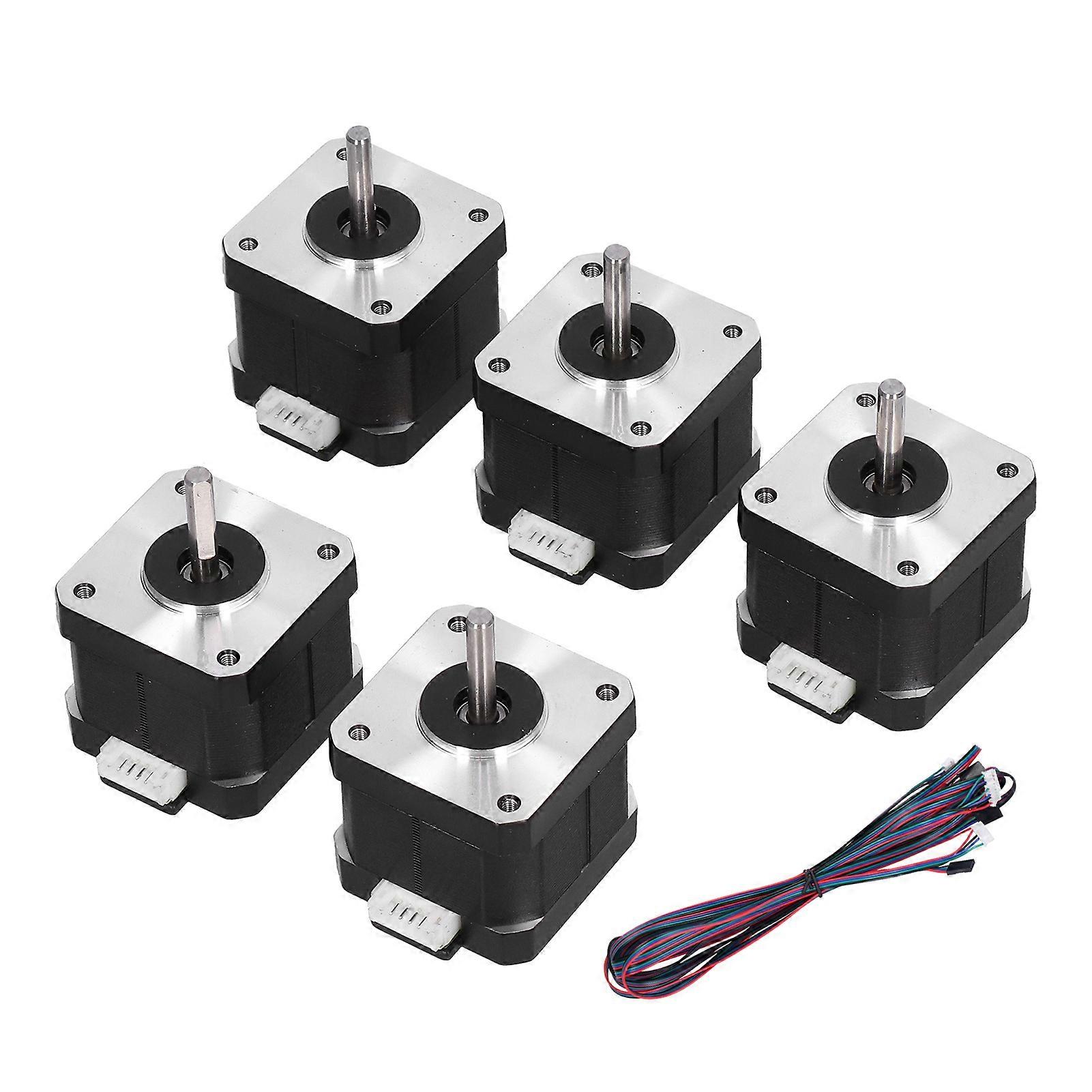 5Pcs Stepper Motor High Accuracy Stable Output Uniform Speed Lower Noise Three Dimensional Printer MotorThread (1 Black and 1 White)