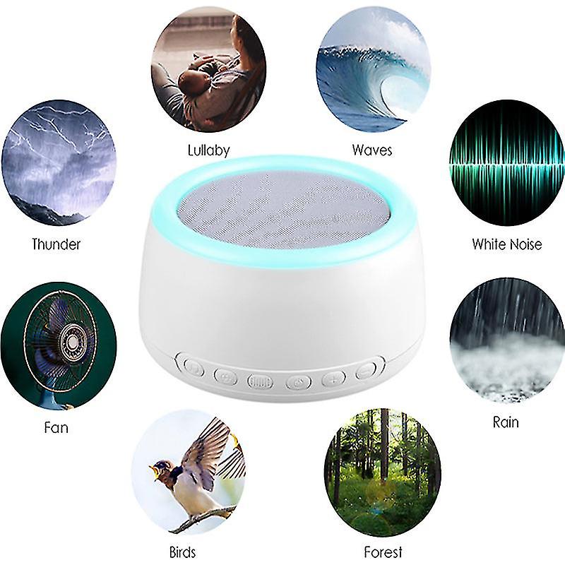 Usb White Noise Machine Sleep Desktop 30 Soothing Sounds&amp;timer/loop Playback Bt Connection With Colorful Touchcontrol Nightlight