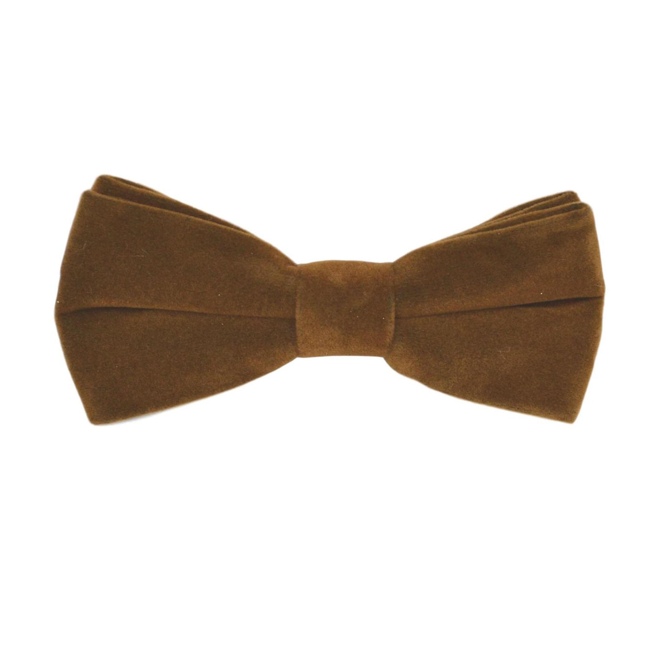 Gingerbread Brown Velvet Bow Tie &amp; Pocket Square Set