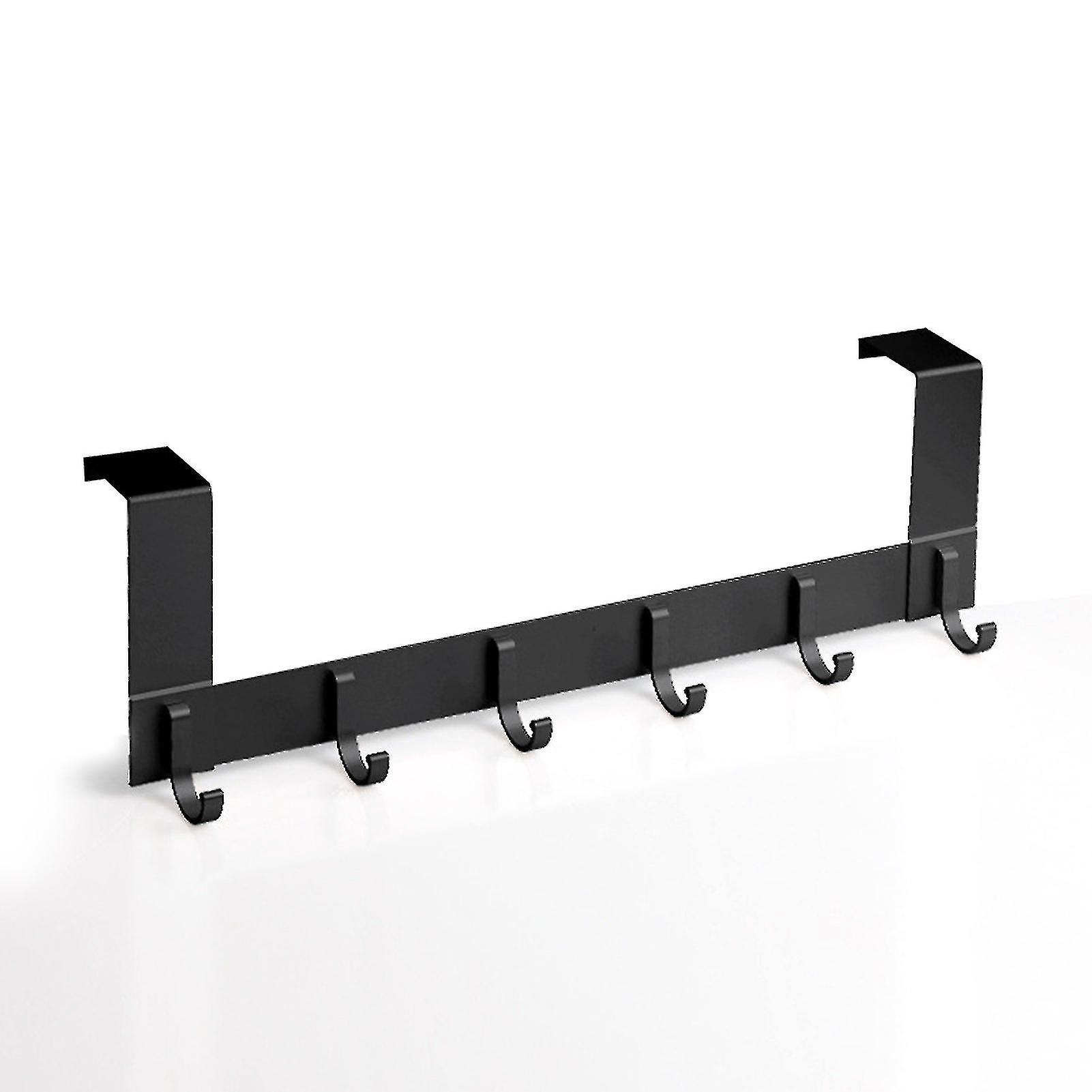 خطاف معطف الباب مع 6 خطافات ملابس ألومنيوم ل 35-45mm باب سميك باب خال من اللكمات