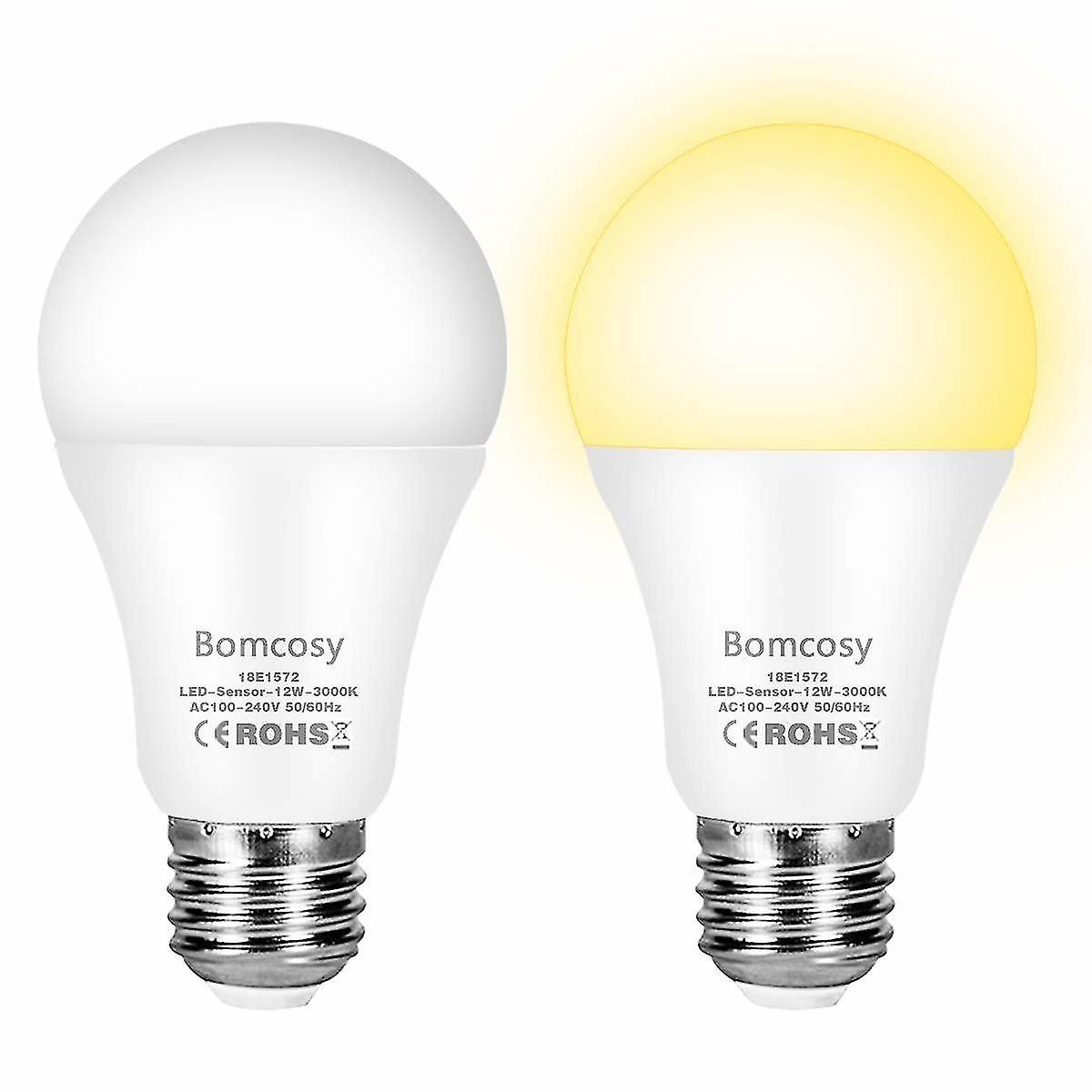 Flood Spot Lights Led Dusk To Dawn Light Sensor Bulb A19 12w E27 1000lm 100w Equivalent Auto On Off Bulb For Indoor