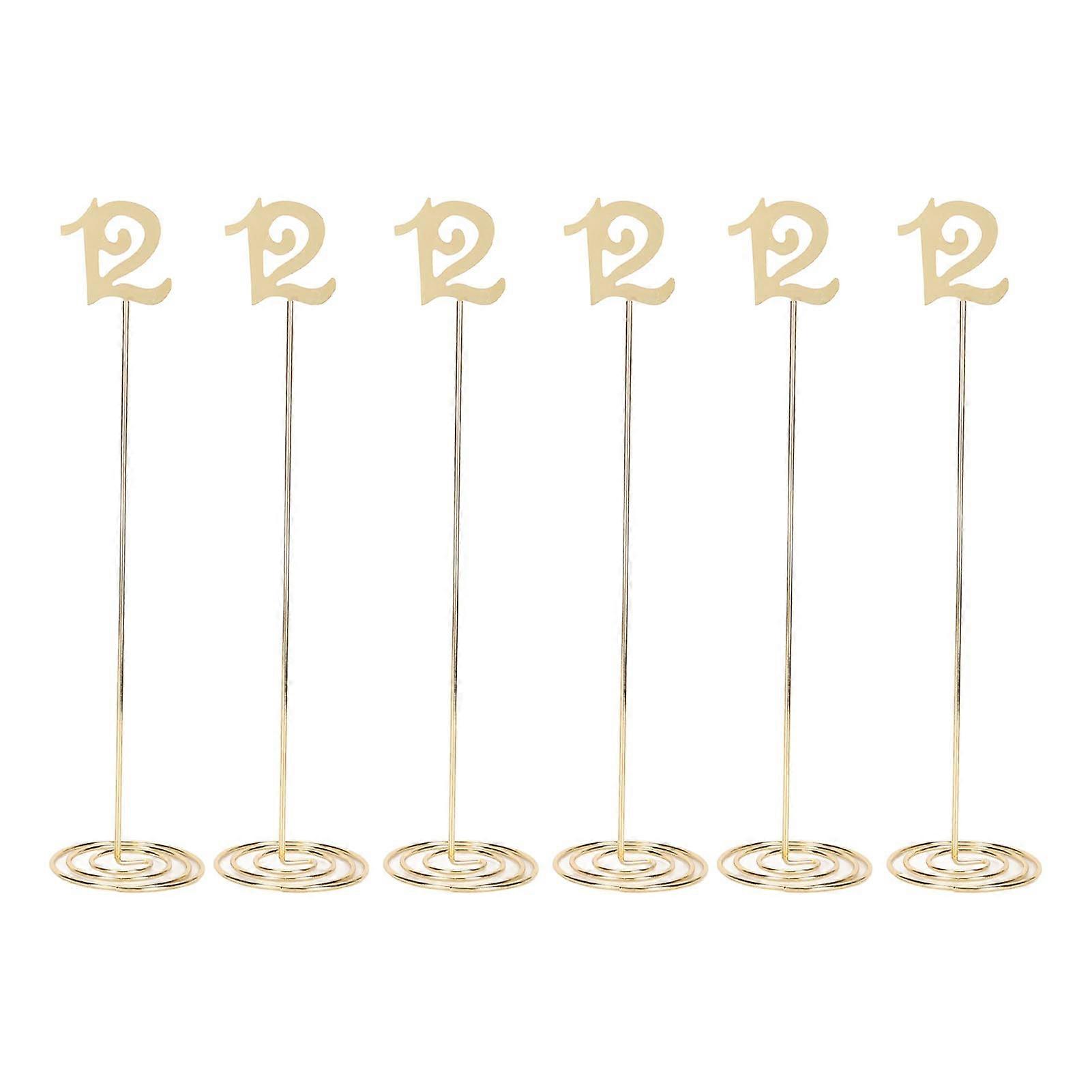 6pcs Metal Wedding Table Numbers Rust Prevention Thickened Tall Table Numbers with Holder Base for Wedding Reception Number 12