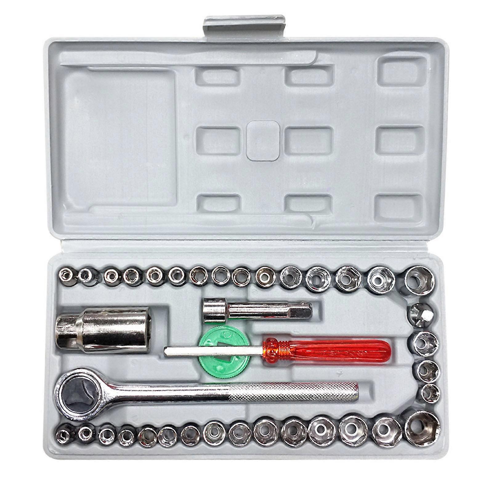 40Pcs Vedlikehold Vedlikehold Socket Spanner Sett Mirror Finish Robust Automotive Socket Wrench Kit