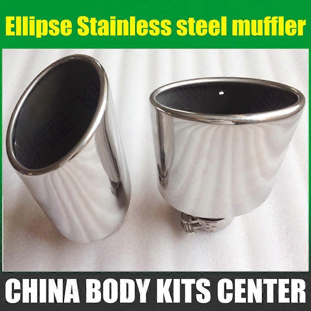 Newest Style Oval Slanted Stainless Steel Universal Exhaust System End Pipe+Car Exhaust Tip 1 Piece