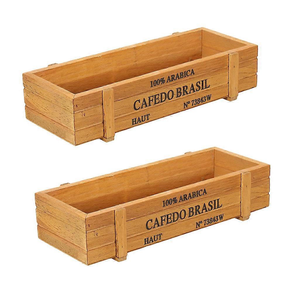 2pcs Wood Succulent Planter Box Plant Container Box Rectangular Flower Bed Pot