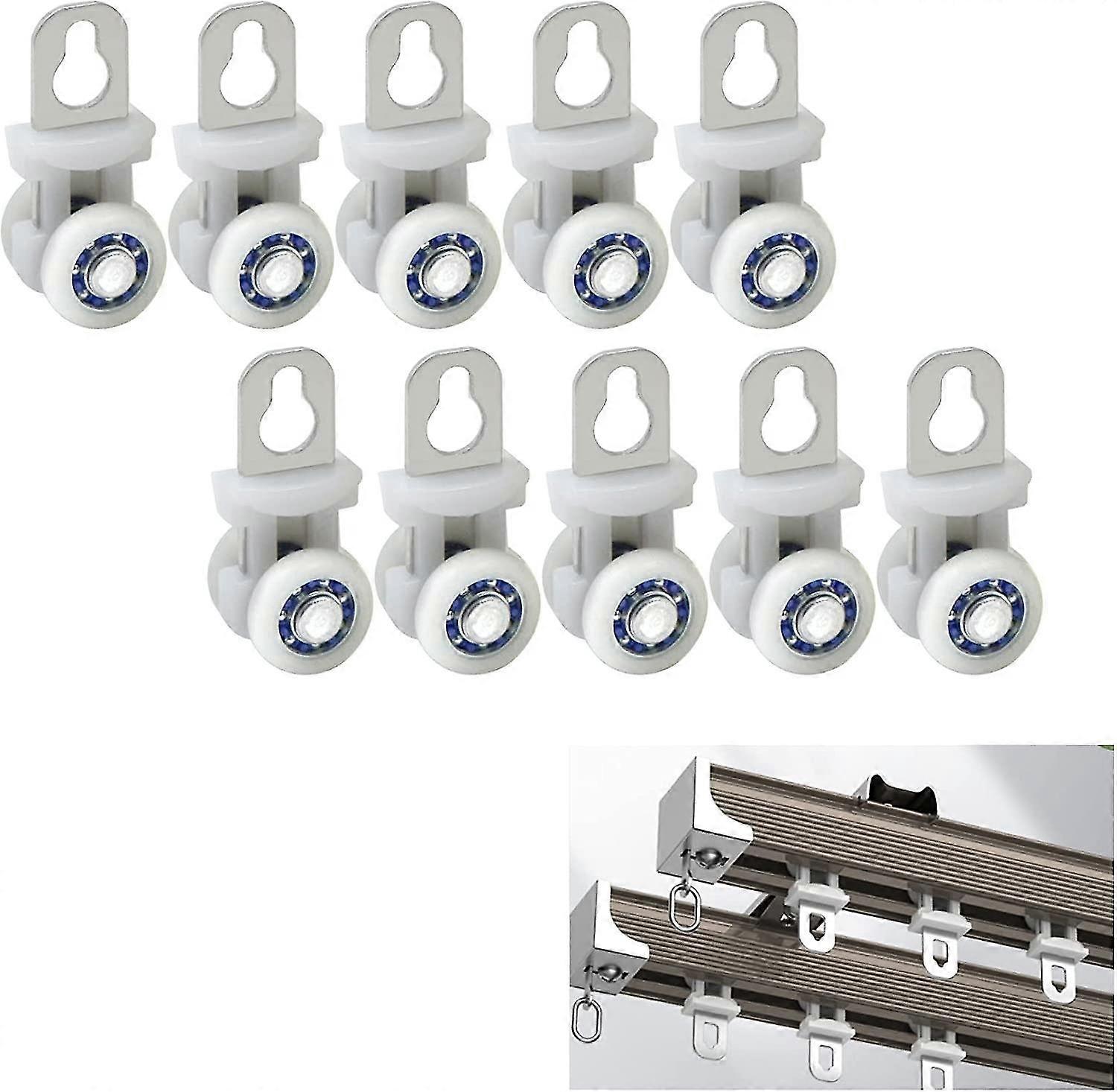 Pack of 10 Curtain Rails Gliding Curtain Rail Metal Two Wheels Draper Rail Direction Roller Silent