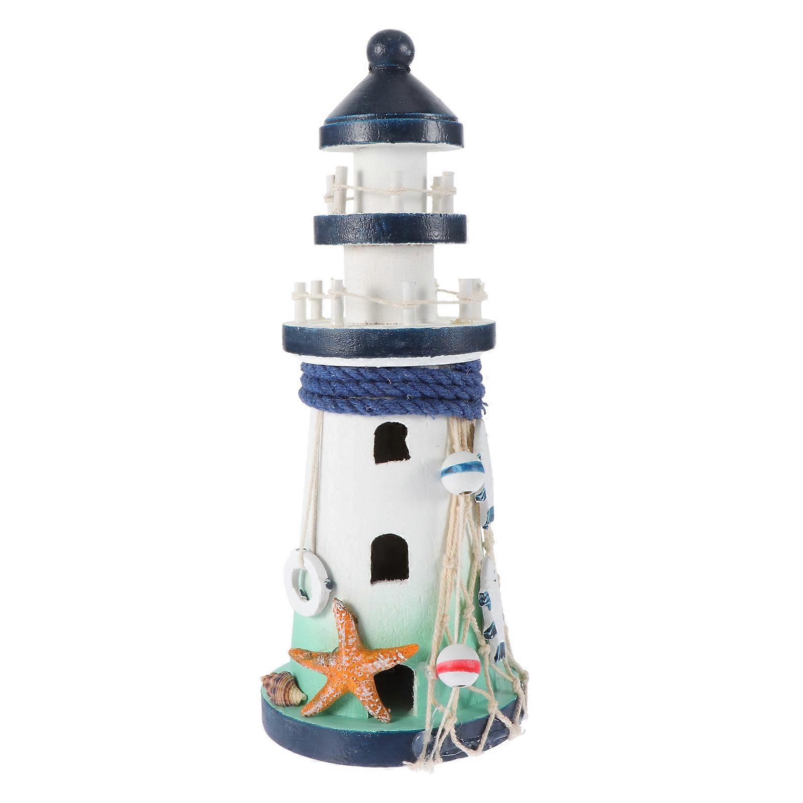 Wooden Lighthouse Ornament Creative Desktop Decor Unique Lighthouse Adorn