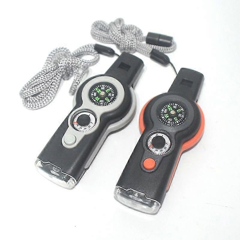 7-in-1 Emergency Survival Function Whistle, Outdoor2pcsredgrey