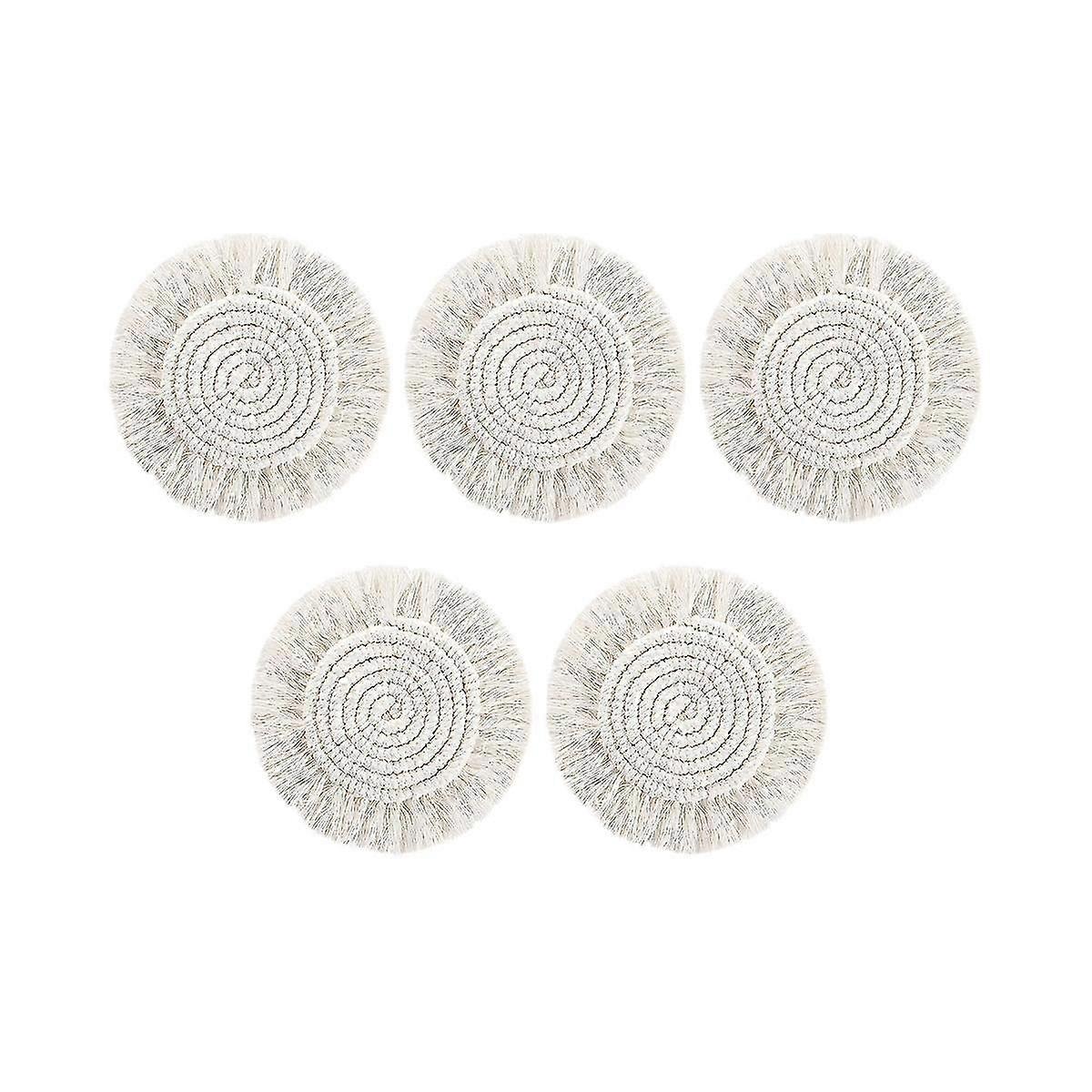 Coasters for Drinks Absorbent, Macrame Handmade Cotton Coasters for , Boho Coaster Set with Tassels