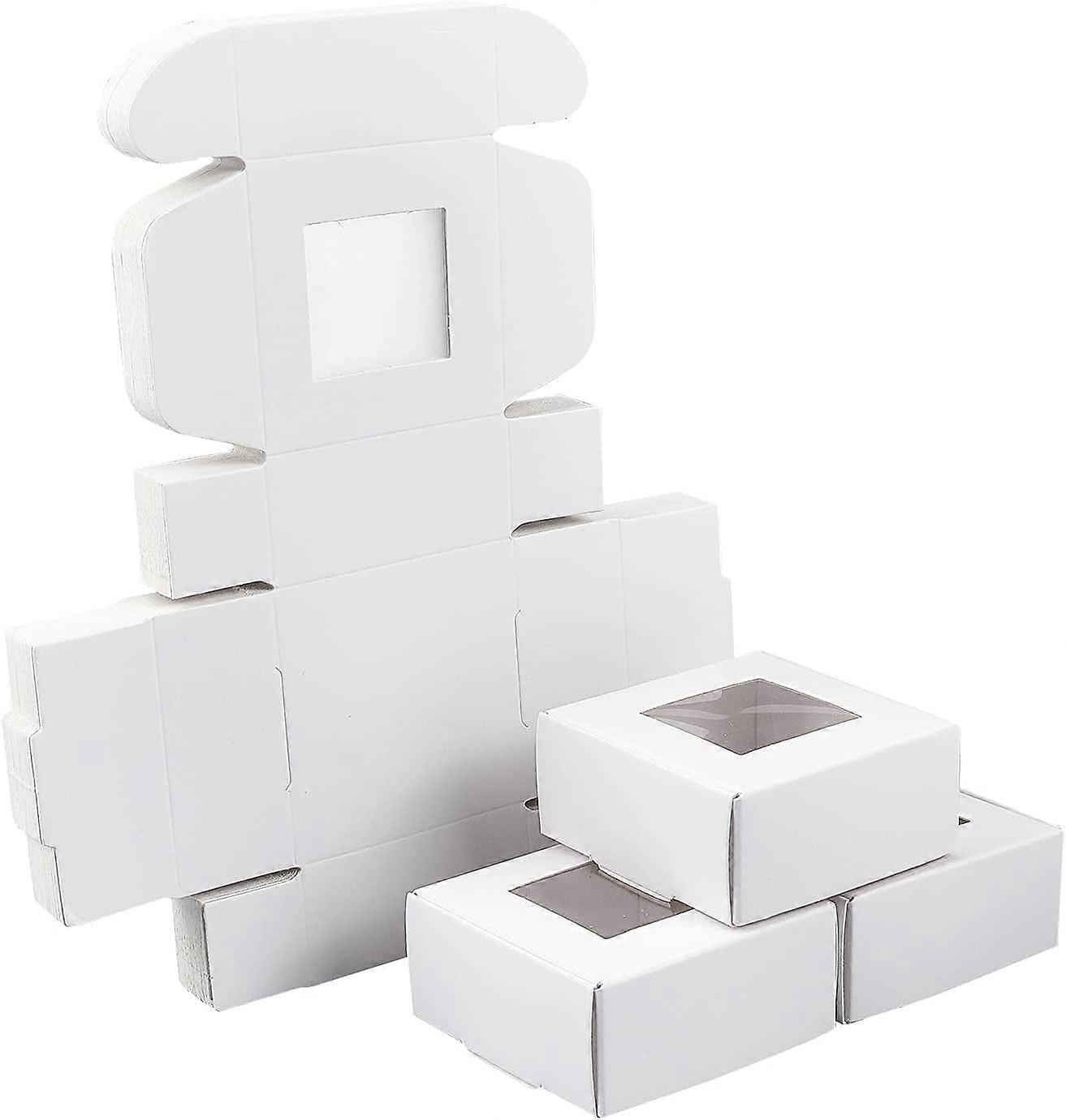 32Pcs 2.6Inch White Cake Boxes with Window Auto-Popup Treat Boxes Mini Cake Boxes for Cookies Pastries PiesCakesCrafting
