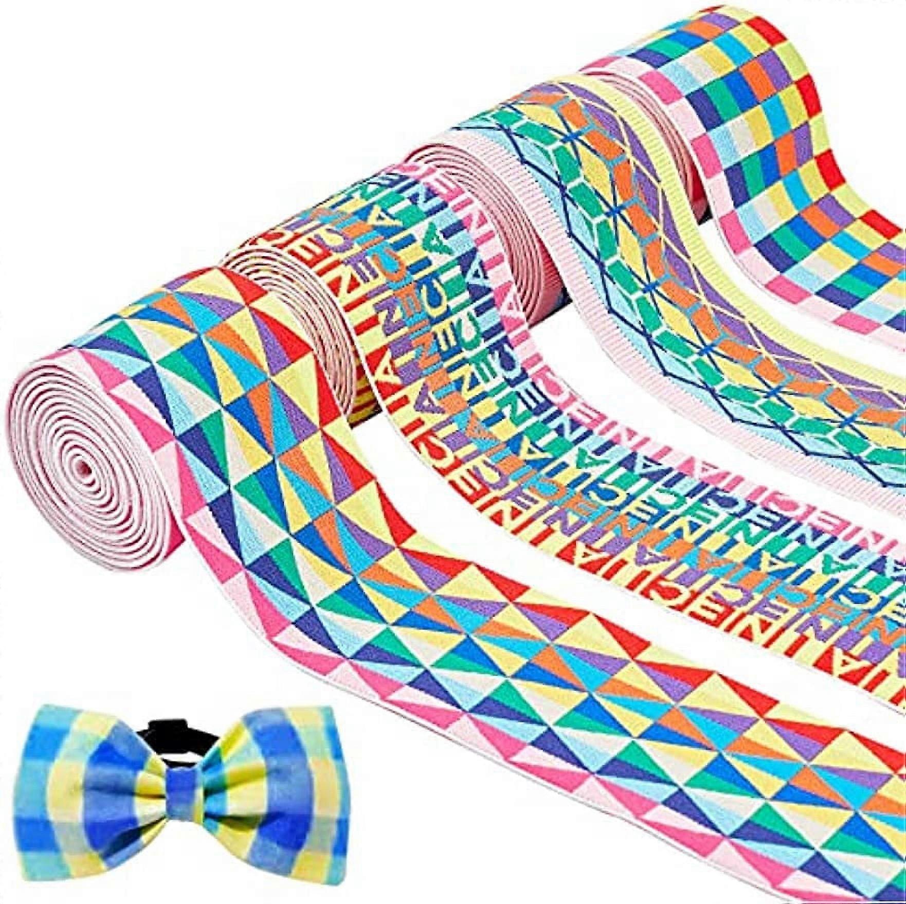 8 Yards 4 Styles Sewing Elastic Bands Nylon Elastic Ribbon 2 inch Wide Colorful Soft Elastic Trim for Dress Waistband Wig Bands