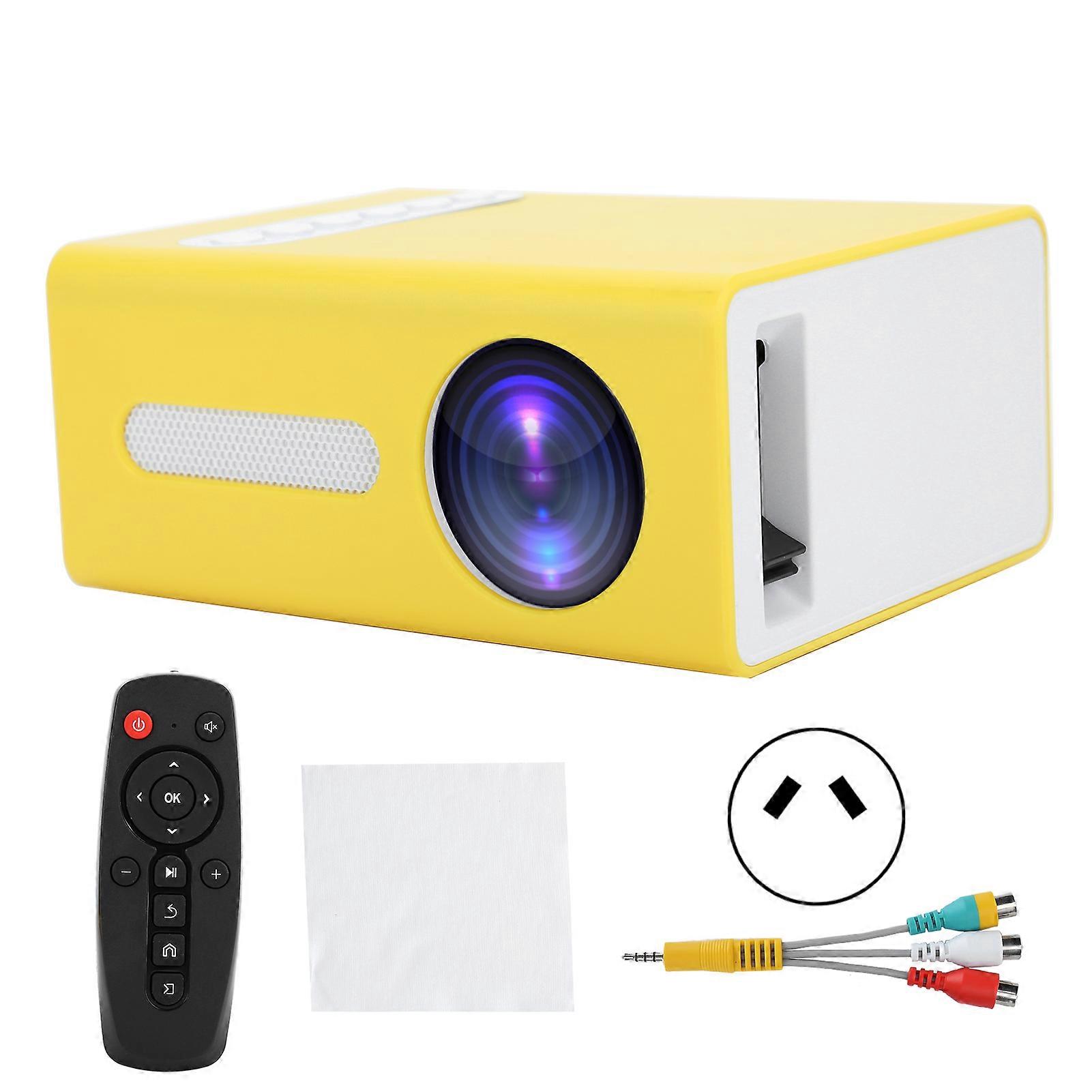 Household Projector AV Portable LED Mini CrossBorder with Remote Control 110240V(Jaune Prise AU)