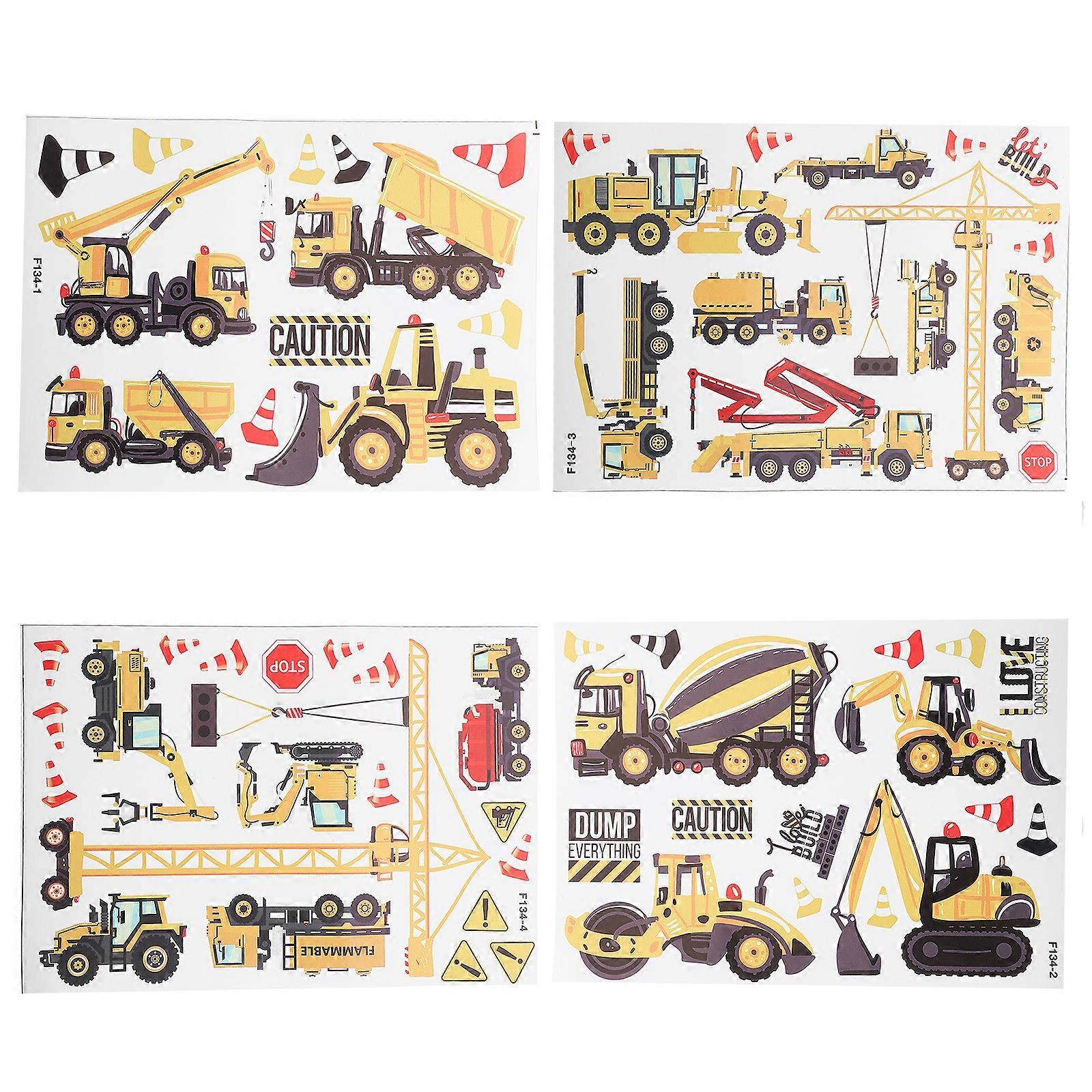 1Set Construction Vehicles Wall Sticker Engineering Car Decal Adhesive Sticker