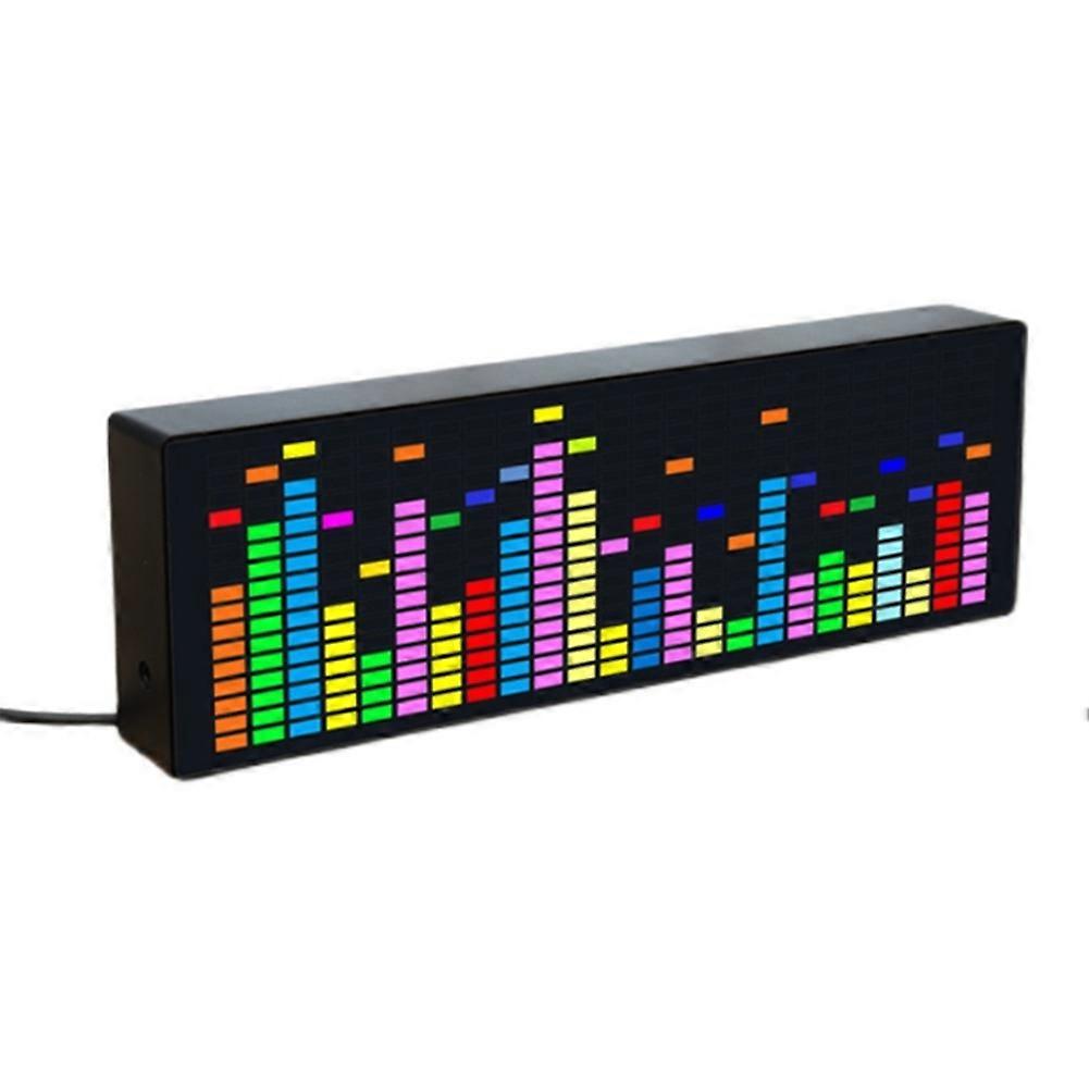 LED Music Spectrum Rhythm Lights Voice Sensor 1624 RGB Atmosphere Level Indicator with Clock Displa