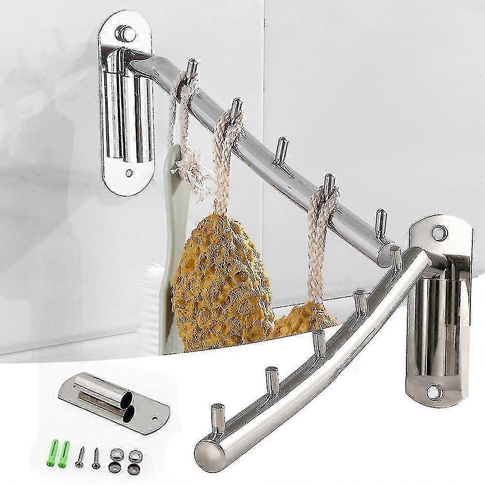 Folding Wall Mounted Clothes Hanger Rack Hook With Swing Arm Holders