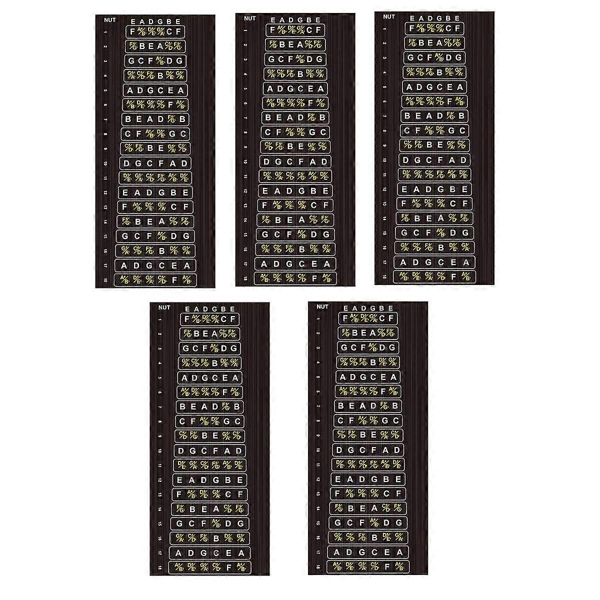 5 st. gitarrklistermärken, gitarrgreppbrädesnoter, etiketter, gitarrdelar, greppbrädesdekaler, 6-strängad gitarr