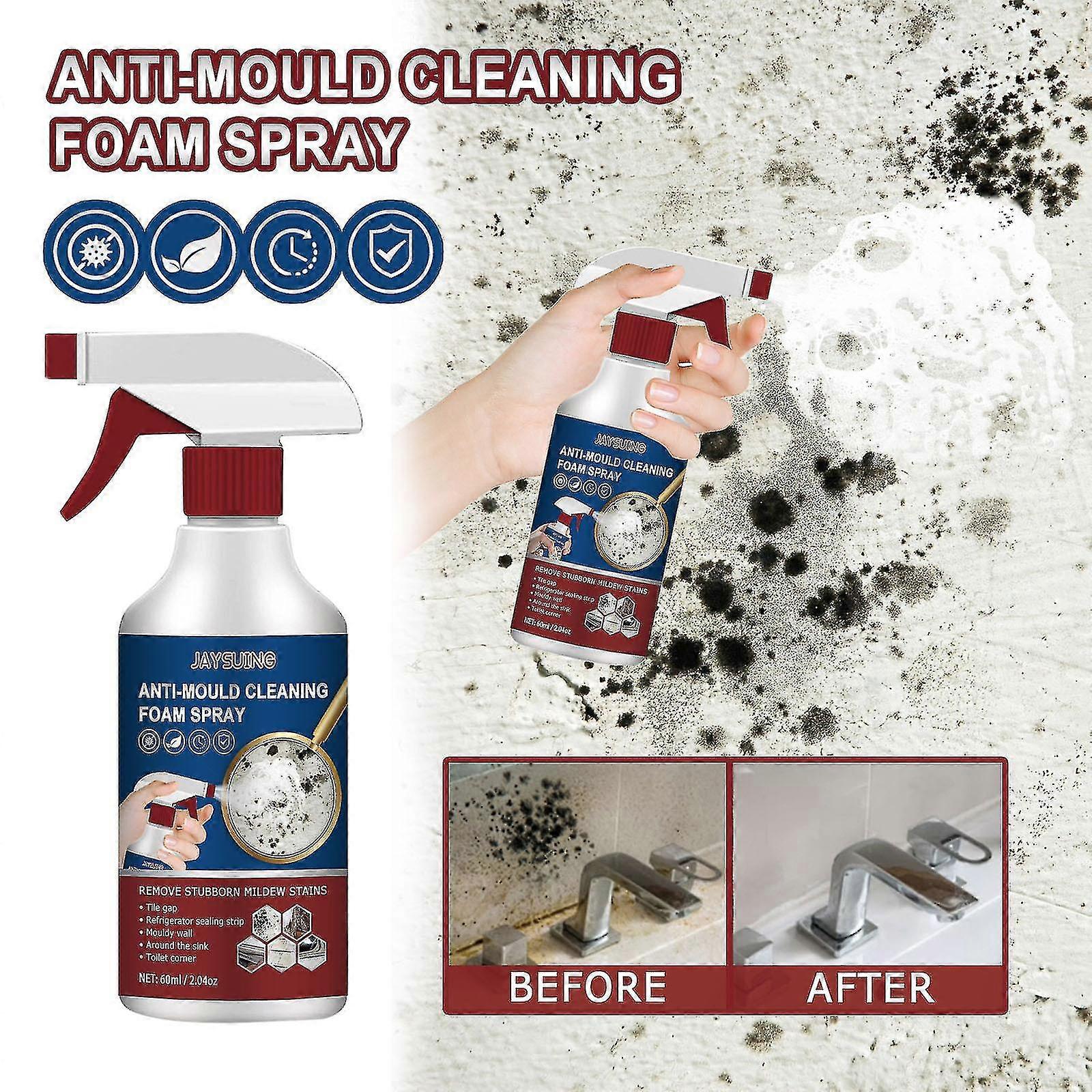 Anti-mould Spray, Mould Cleaner, Anti-mould Cleaning Foam, Powerful Multi-purpose Foam Cleaner, Removes Stains From Walls, Tiles, Silicone Seals And 6