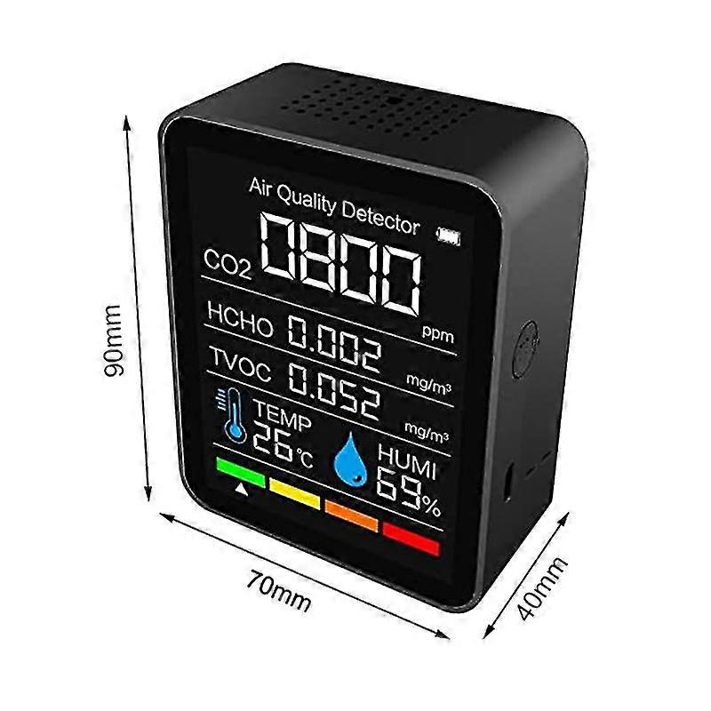 5 In 1 Co2 Meter Digital Temperature Humidity Sensor Tester Smart Tvoc Hcho Co2 Detector Air Quality Monitor For Indoor Outdoor