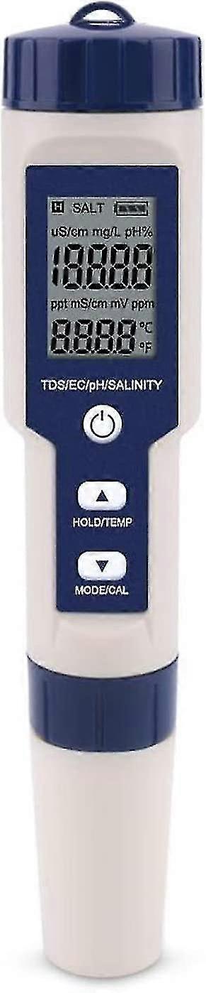 Five-in-one Ph Meter Ph Ectds Temperature Salinity Conductivity Water Quality Test Pen Breeding Detector Backlight Test Pen