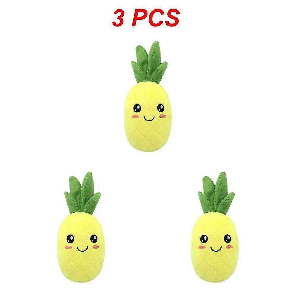 3PCS Interactive Dog Chew Toy Bite Resistant Squeaky Plush Doll Pineapple Cactus Shaped Toys