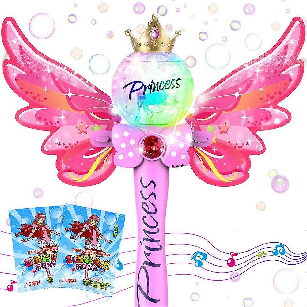 Electric Bubble Machine Fairy Bubble Wand Bubble Blower for Girls Kids Musical Handheld Bubble Machine