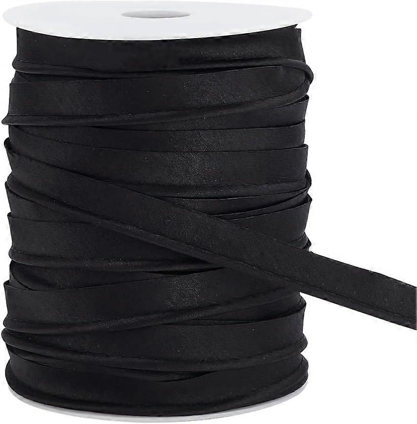 Black Piping Bias Tape 54 Yards/50m Polyester Piping Trim 1/2 inch(12mm) Folding Cord Trim Upholstery Piping Trim Craft Binding Tape for Sewing Clothi