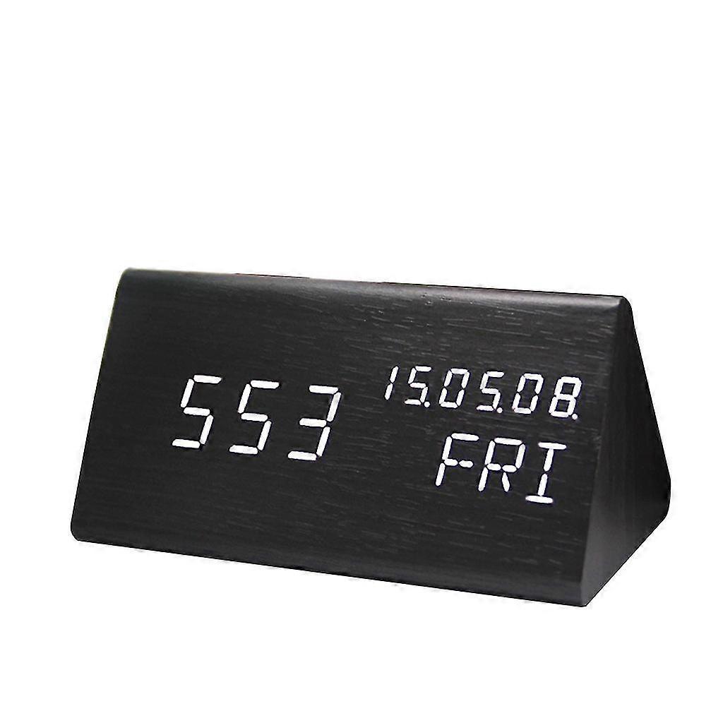Digital Alarm Clock Led Time Display Alarm Settings Wood Made Electric Clocks