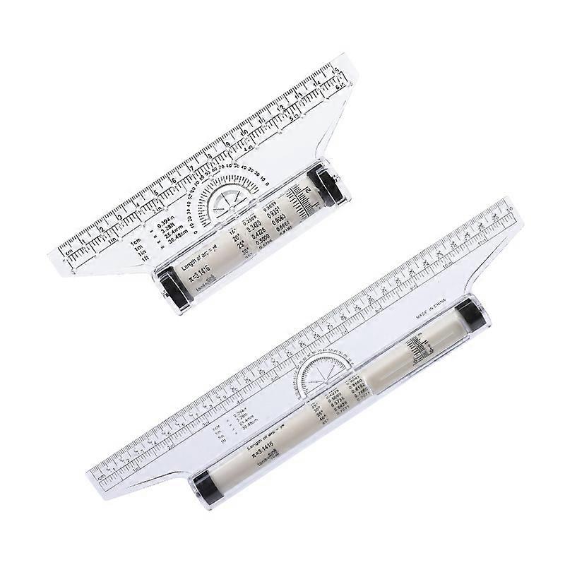 1pc 6 Inch and 1pc 12 Inch Measuring Rolling Ruler Plastic Multi-Purpose Drawing Parallel Rolling Ruler Parallel Glider