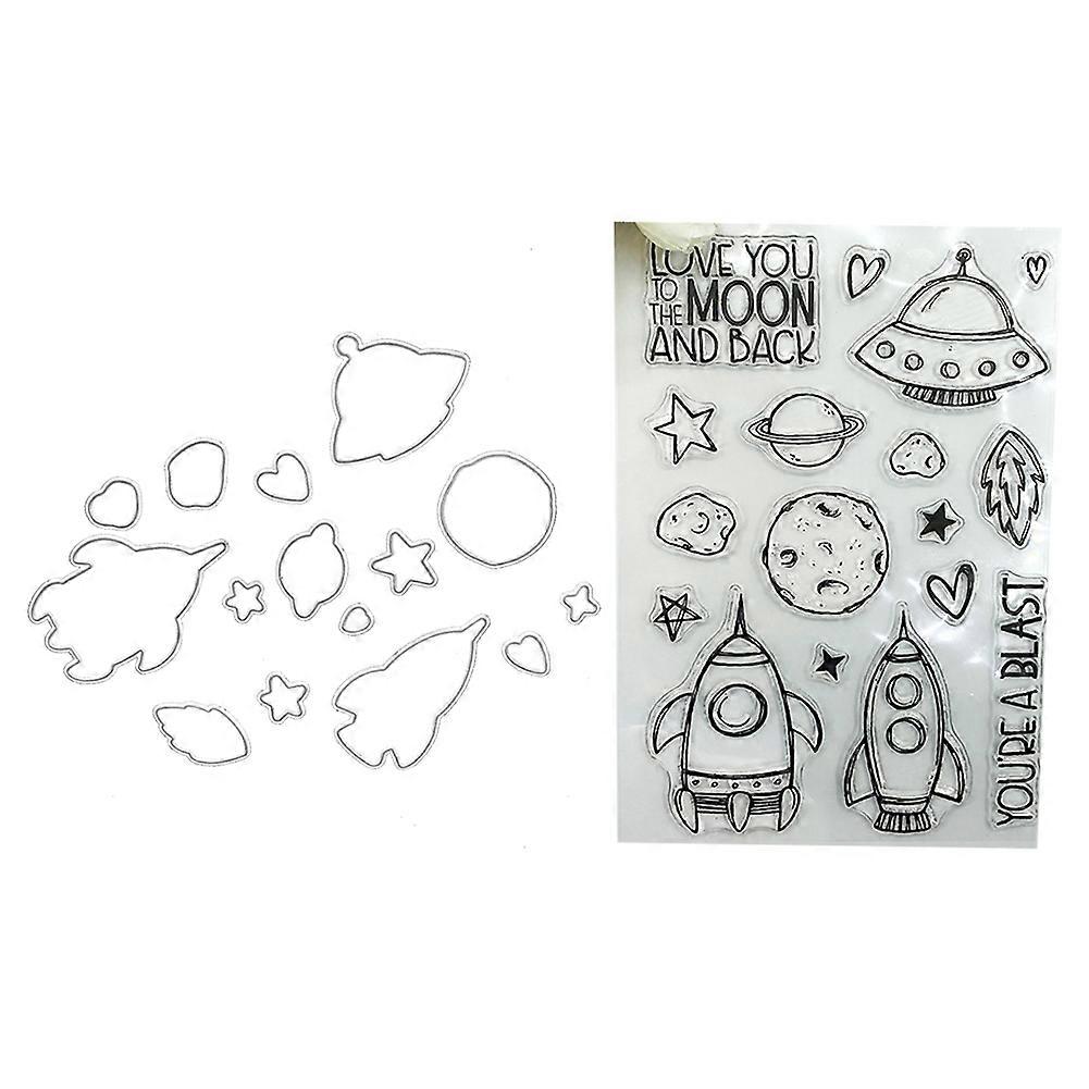 Rocket Planet Pattern Cutting Dies Stamp DIY Scrapbooking Album Stencil Decor