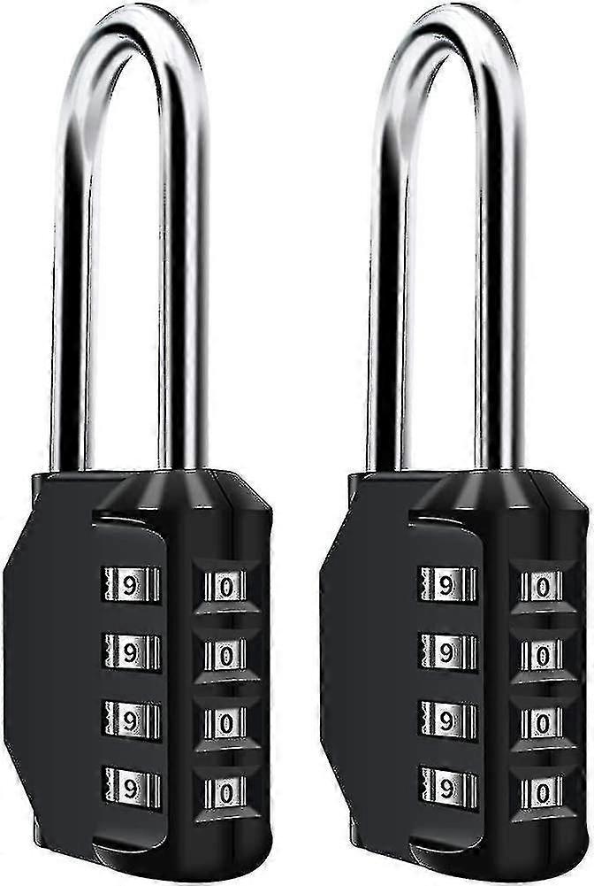 2 Pcs Combination Lock With Long Shackle,4-digit Combination Locks Numbers