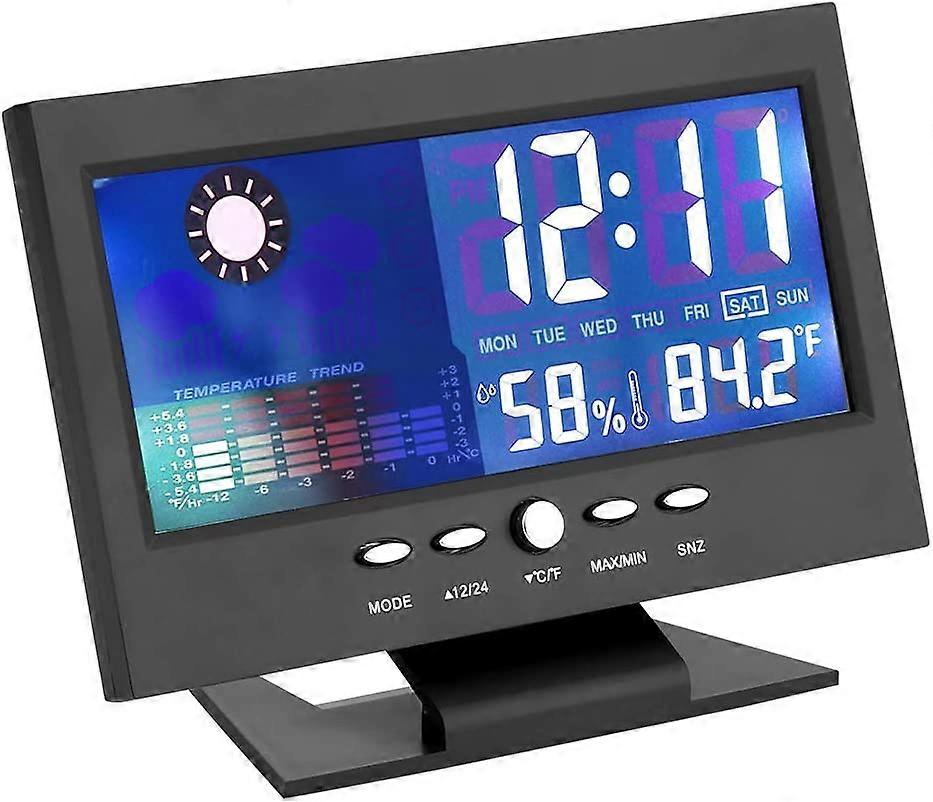 Digital weather clock temperature humidity meter with forecast calendar