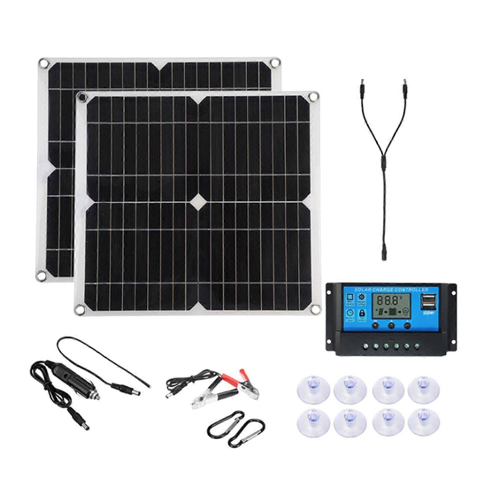 50 Watt Solar Panel Kit with USB Port High Efficiency Home 10A controller