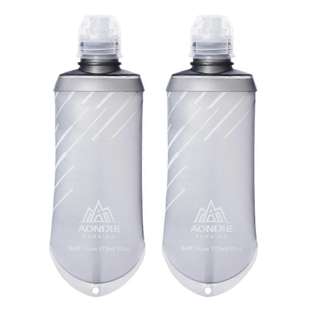 2x Folding Soft Water Bottle Bag Flask for Running Hiking Climbing 170ml