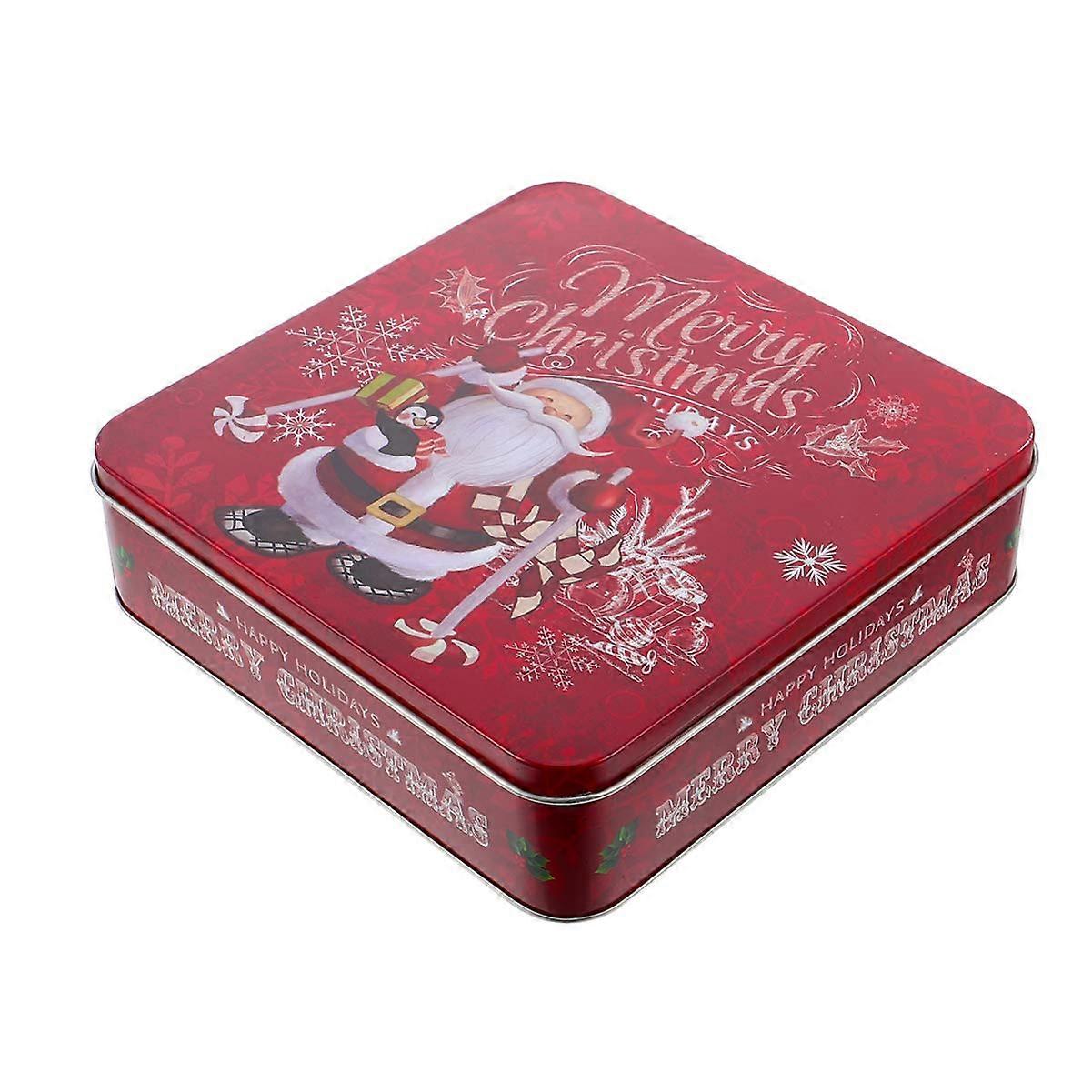 Christmas Cookie Box, Candy Tin, Christmas Cookie Tin, Square Candy Storage Containers, Tinplate for Christmas and New Year Stocking Stuffers