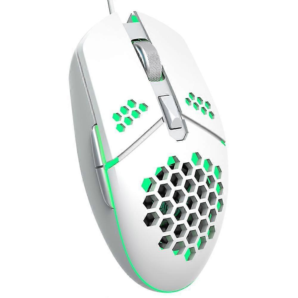 White Lightweight Gaming Mouse - Honeycomb Shell - Adjustable