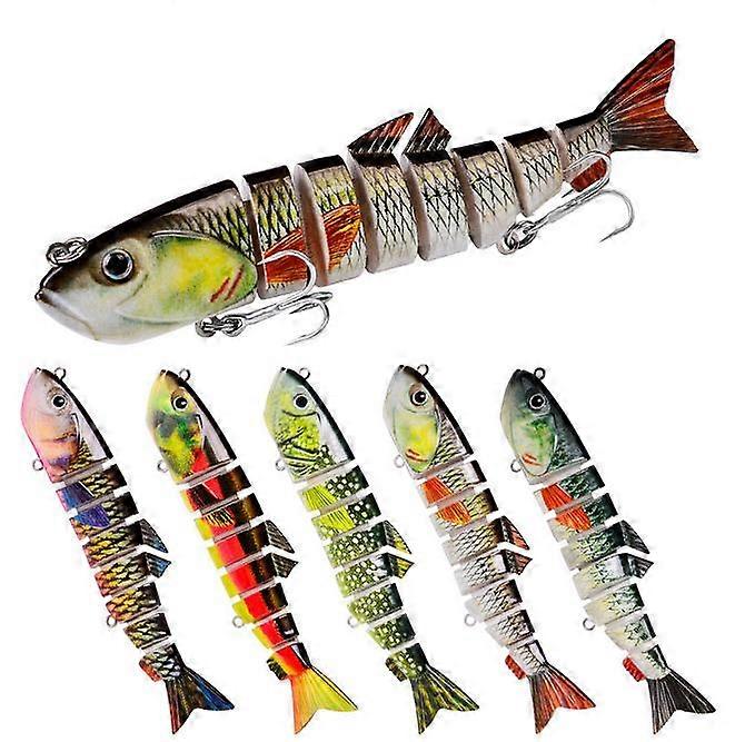 6PC Lifelike Eyes 8 Segment Bionic Bait Treble Hook Carp Fishing Lure 13cm/22g