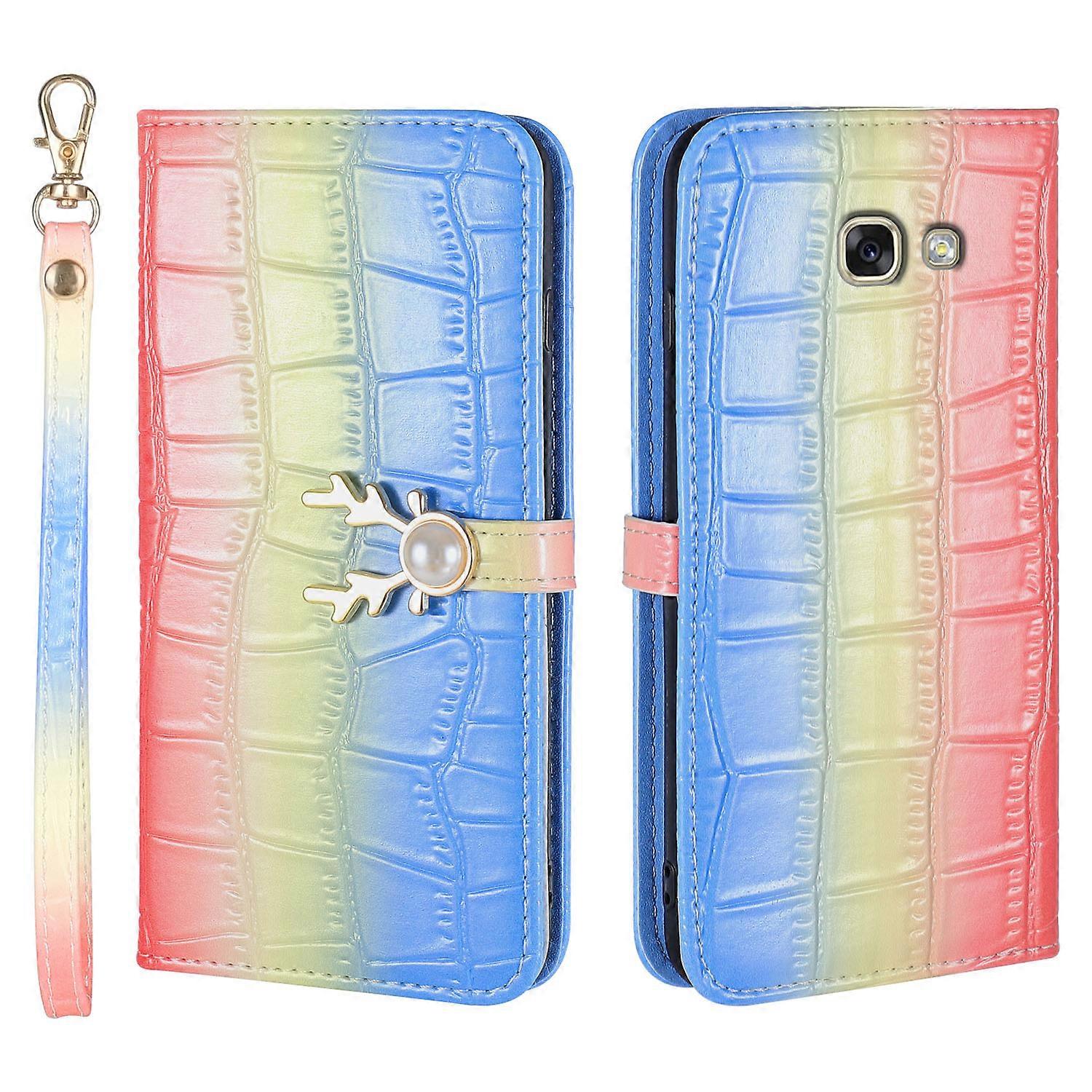 Elk Pattern Phone Case for Samsung Galaxy A5 2017 with Card Holder, lanyard, PU Leather Material, Wallet Function, Corner Fall Protection
